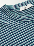 Mr P. - Striped Cotton and Linen-Blend T-Shirt - Blue