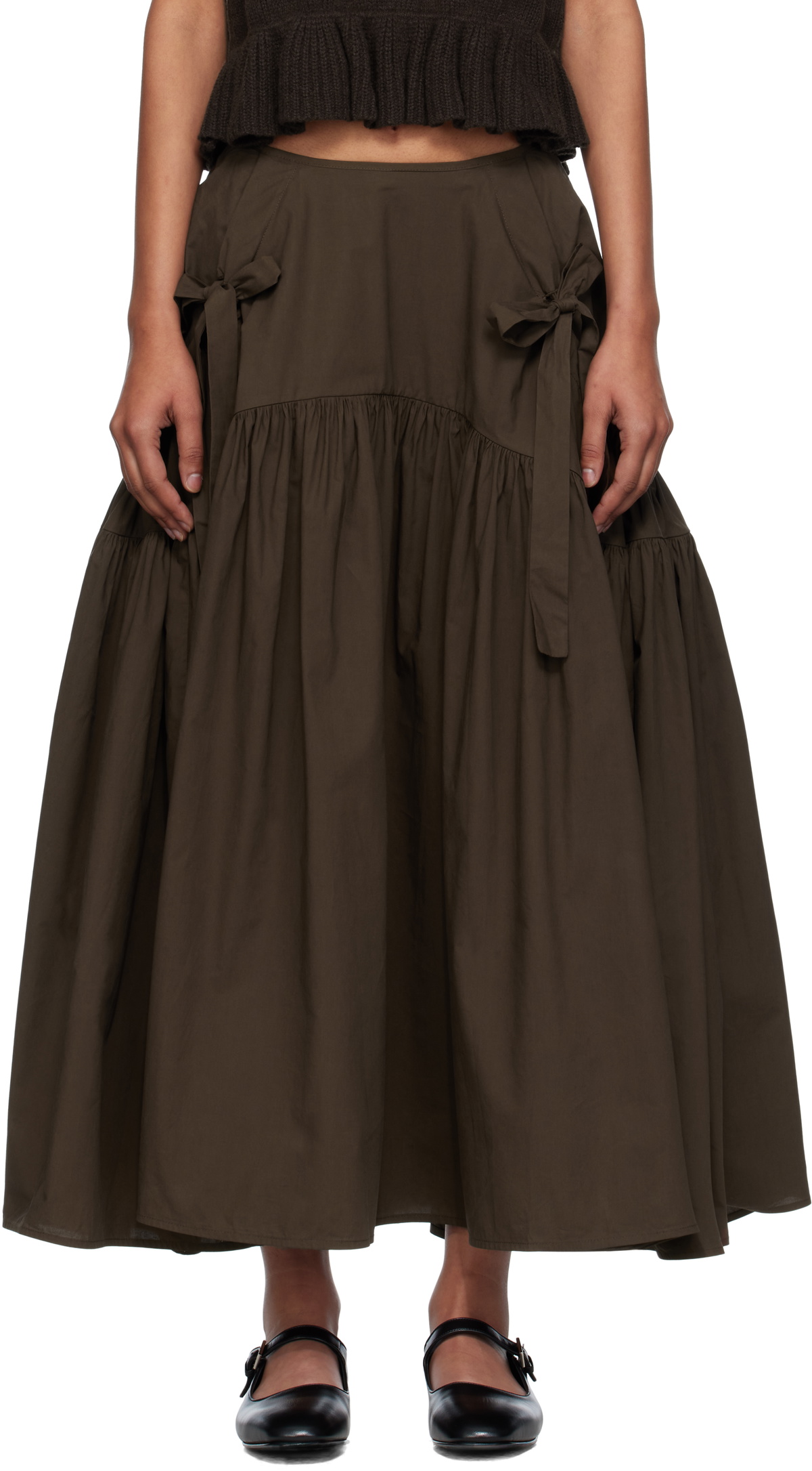 Cecilie Bahnsen JunitaスカートUS6 Cecilie Bahnsen - Junita bow-detail stria matelassé midi
