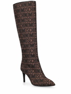 MOSCHINO - 75mm Logo Jacquard Tall Boots