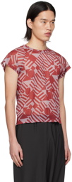 132 5. ISSEY MIYAKE Red & Pink Graphic T-Shirt