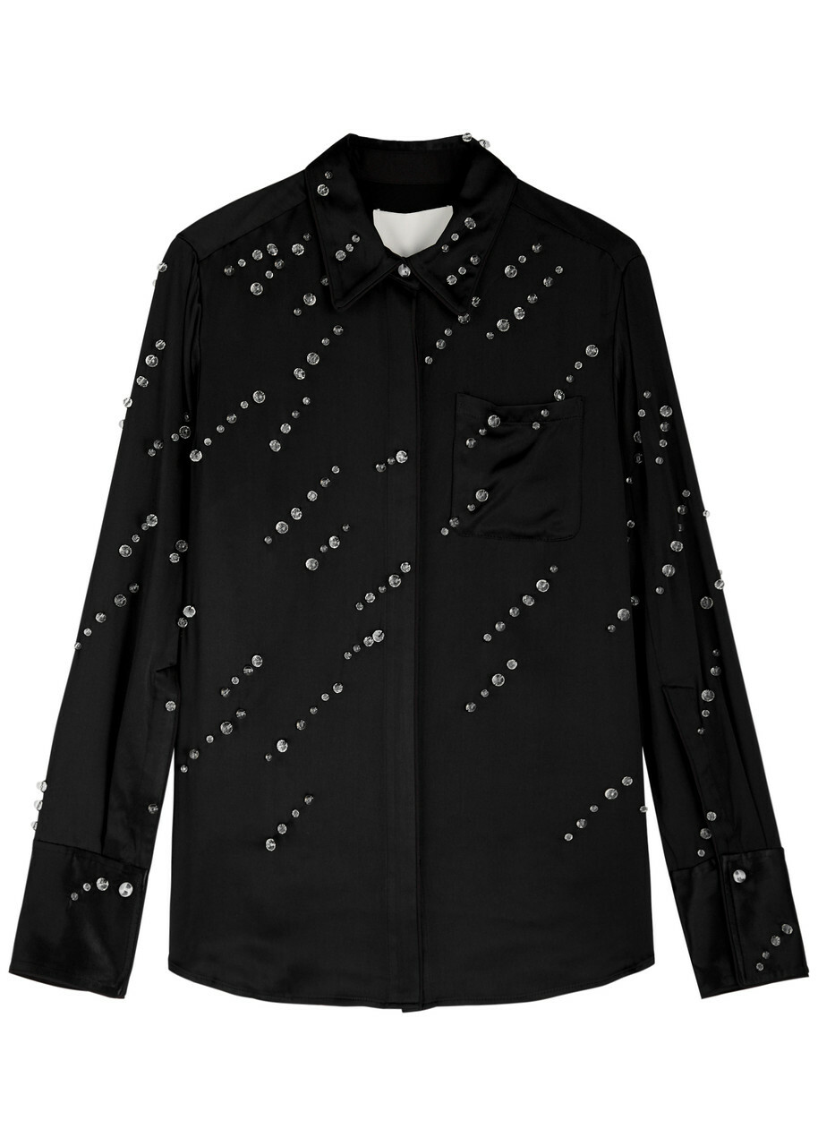 3.1 Phillip Lim スパンコール ビジュー シャツ ブラック 0 3.1 Phillip Lim Bead-embellished Satin Shirt Black 3.1 Phillip Lim