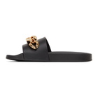 Versace Black Leather Medusa Chain Pool Slides