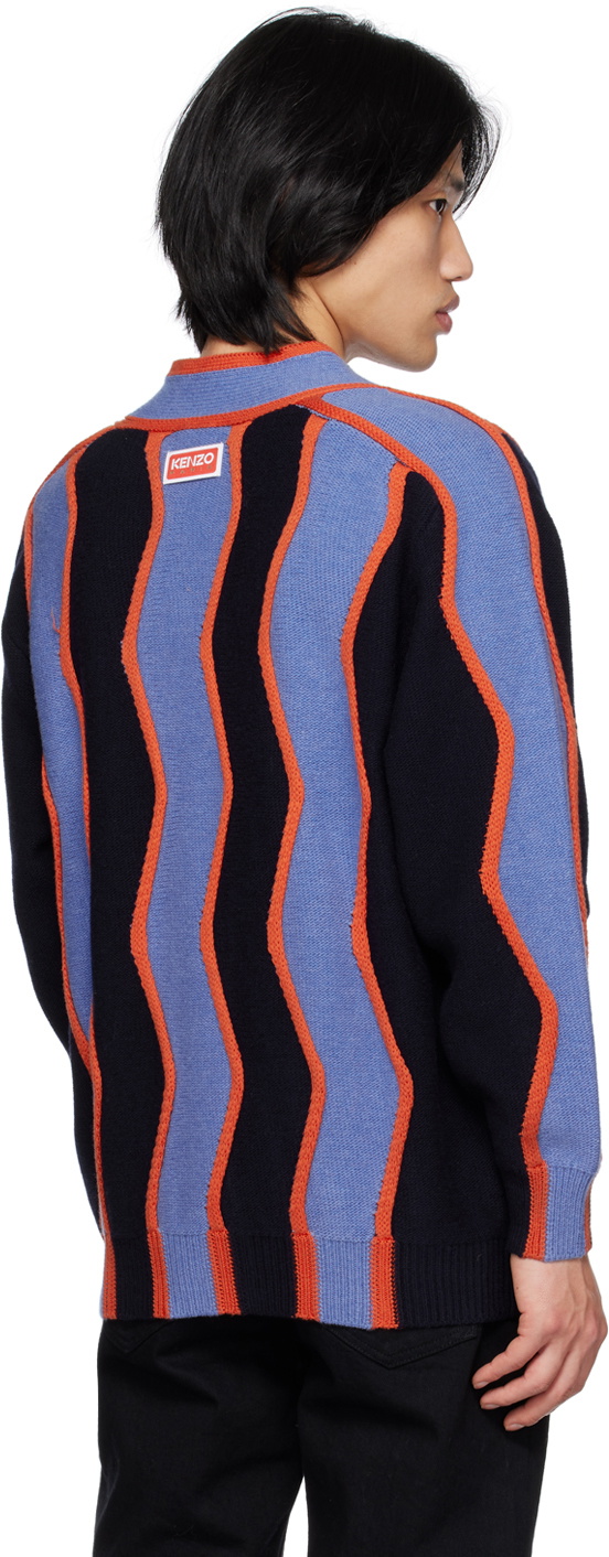 Kenzo Navy Kenzo Paris Wavy Stripe Cardigan Kenzo