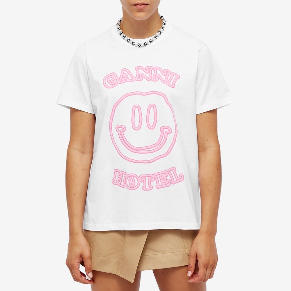 GANNI Women's Smile Print T-Shirt in Bright White GANNI