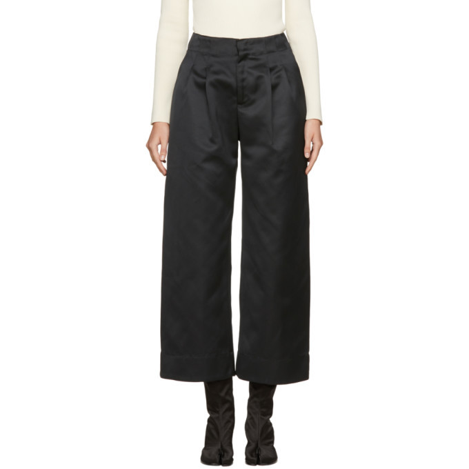 Nomia Black Satin Wide-Leg Trousers