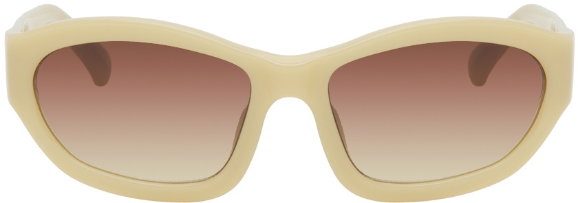 Dries Van Noten Beige Linda Farrow Edition Goggle Sunglasses