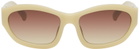 Dries Van Noten Beige Linda Farrow Edition Goggle Sunglasses