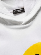 BALENCIAGA - Printed Embroidered Fleece-Back Cotton-Jersey Hoodie - White