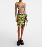 The Attico Animal-print cotton muslin beach cover-up