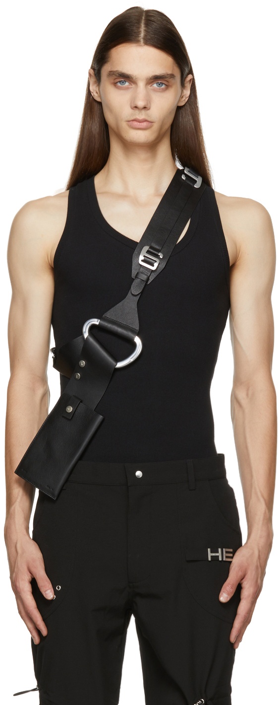 Photo: HELIOT EMIL Black Leather Harness Phone Holder Bag