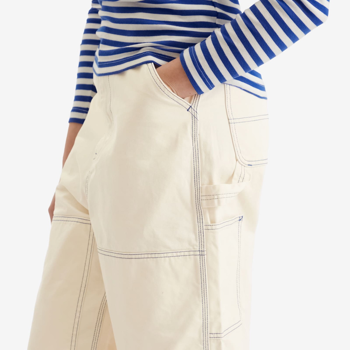 Beams Boy Women's Double Knee Painter Jeans in Ivory