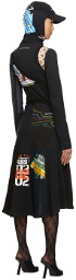 Marine Serre Black & Multicolor Knotted & Draped Graphic T-Shirt Dress