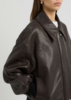 Khaite Shelman Leather Jacket Brown Dark