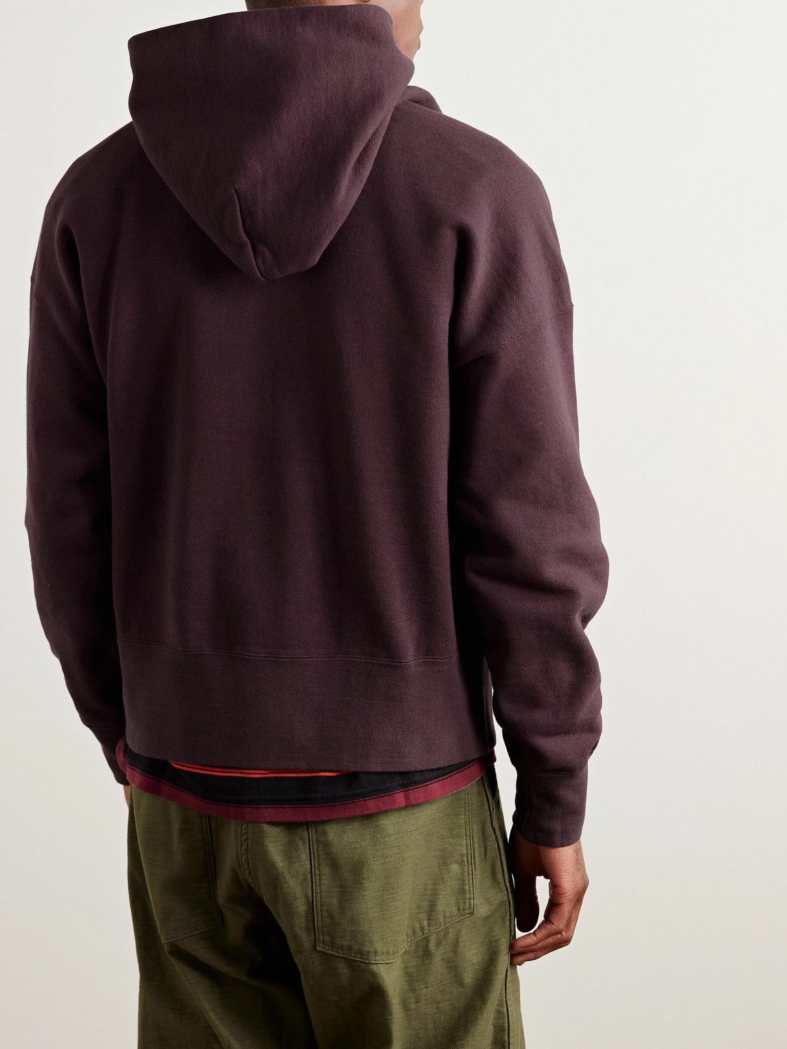 Visvim - Court Garment-Dyed Cotton-Blend Jersey Hoodie - Burgundy