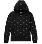 Nike - Logo-Embroidered Fleece-Back Cotton-Blend Jersey Hoodie - Black