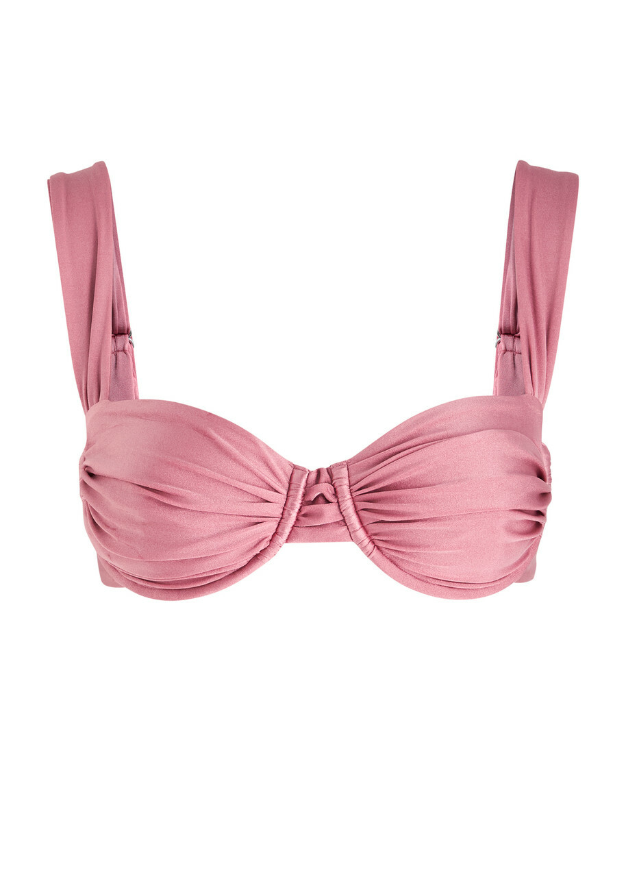 Faithfull The Brand Sol Ruched Bikini top Pink