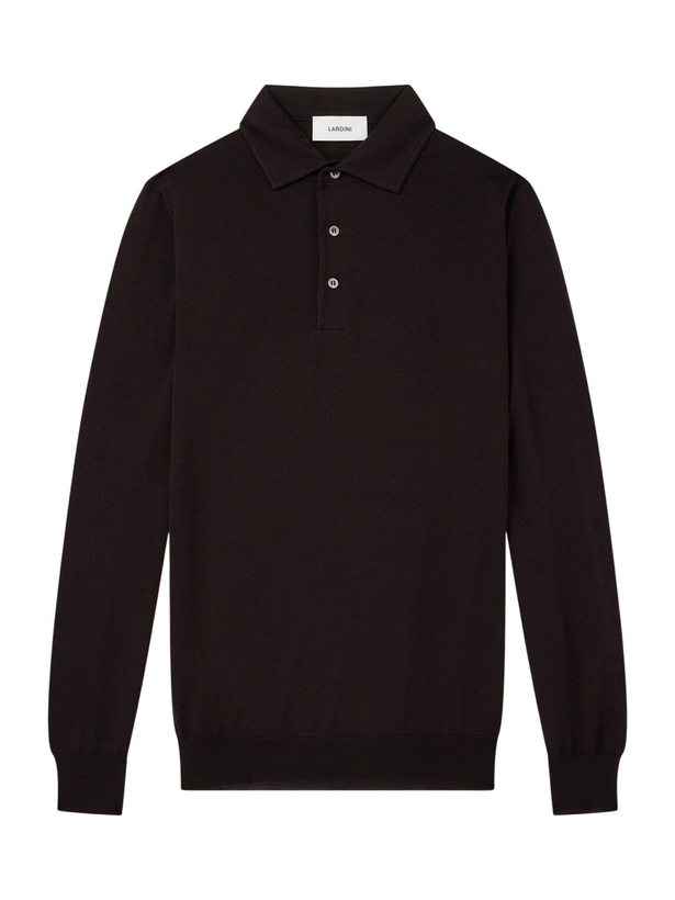 Photo: Lardini - Virgin Wool Polo Sweater - Brown
