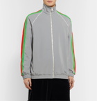 Gucci - Webbing-Trimmed Iridescent Stretch-Jersey Track Jacket - Silver