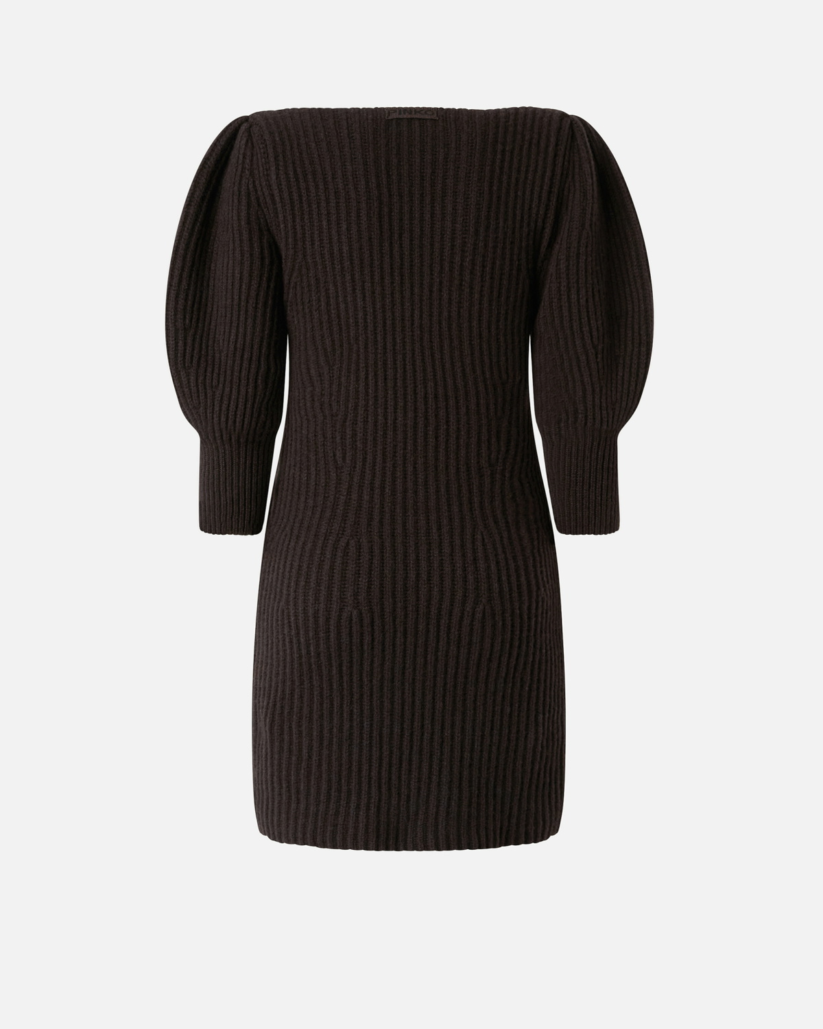 Pinko Ribbed Knit Wool And Cashmere Mini Dress Very Dark Brown