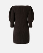 Pinko Ribbed Knit Wool And Cashmere Mini Dress Very Dark Brown
