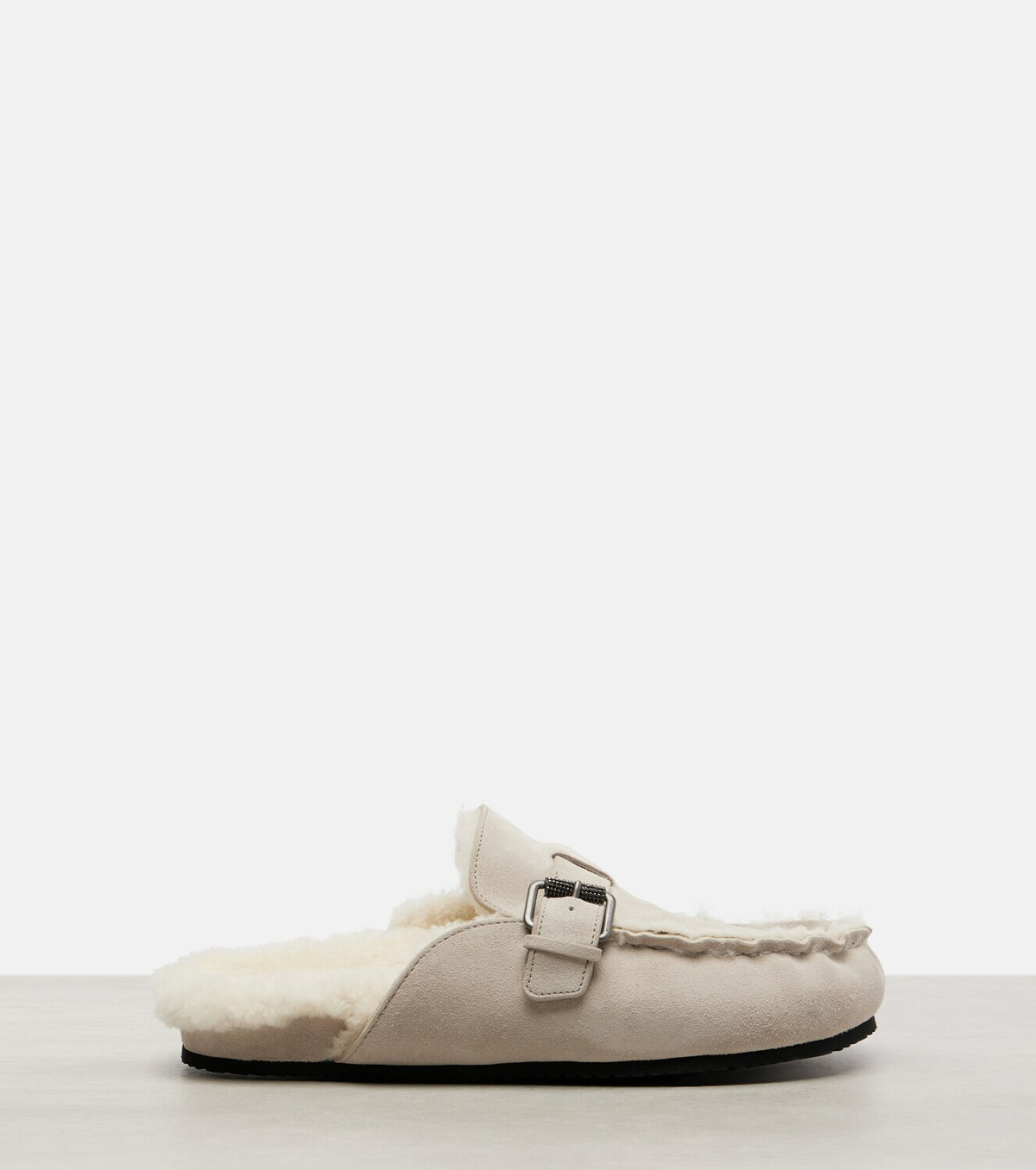 Brunello Cucinelli Shearling-lined suede slippers