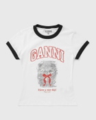 Ganni Basic Cotton Jersey Margot Kitty Print White Womens Shortsleefe