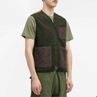 Universal Works Men's Wool Fleece Zip Gilet in Mixed Olive