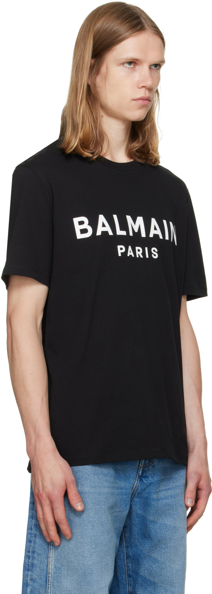 BALMAIN Black 'Balmain Paris' Print T-shirt