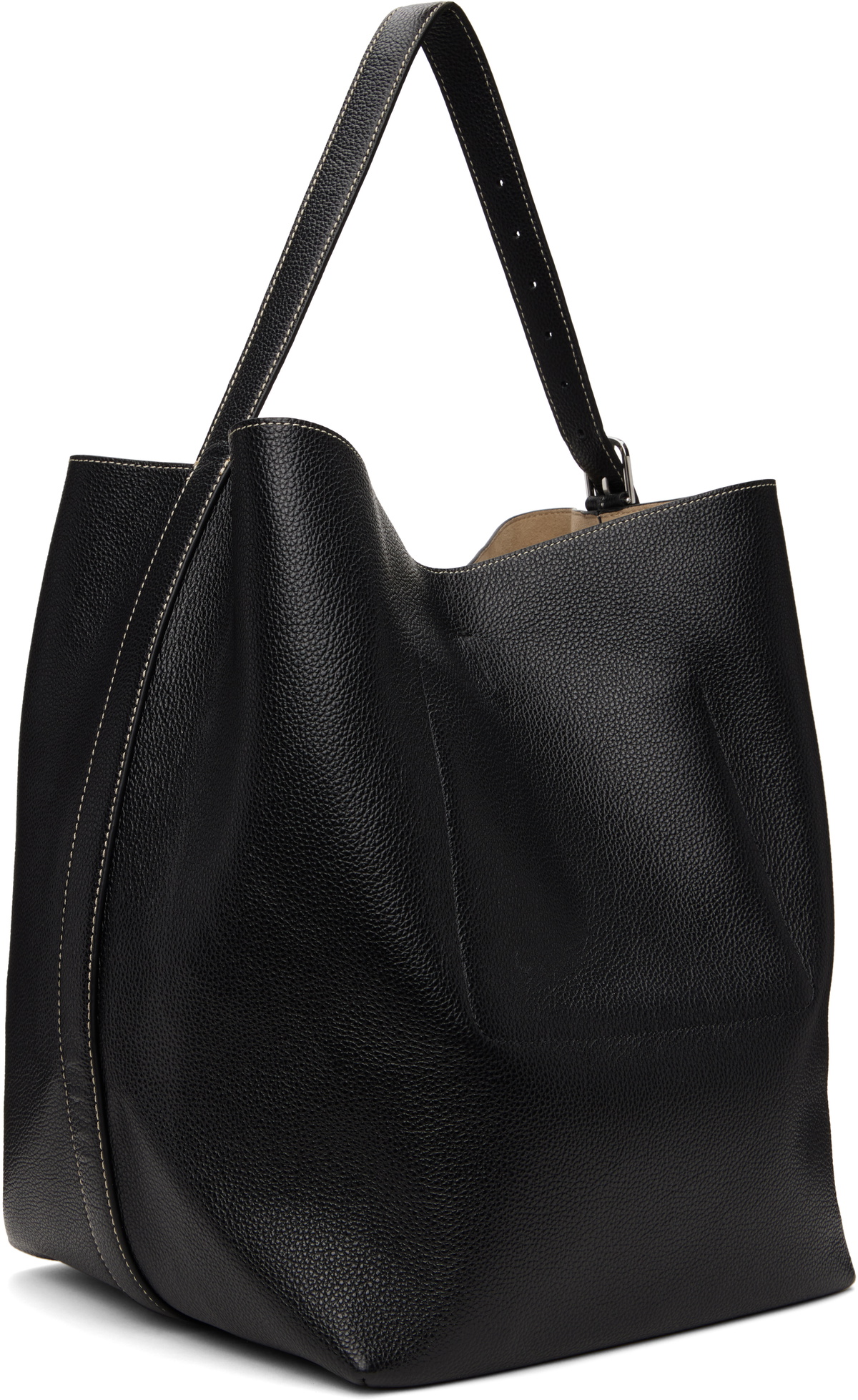 TOTEME Black Belted Grained-Leather Tote Toteme