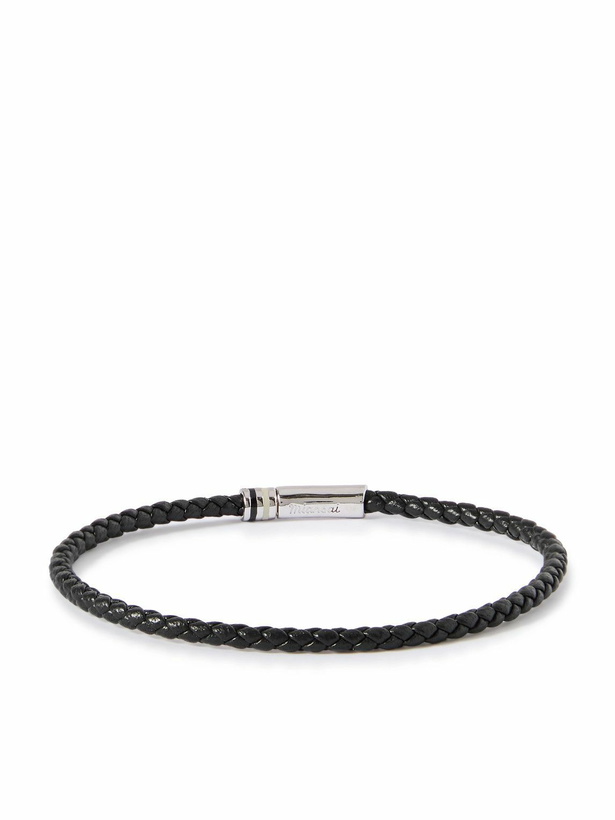 Photo: Miansai - Juno Braided Leather and Silver Bracelet - Black