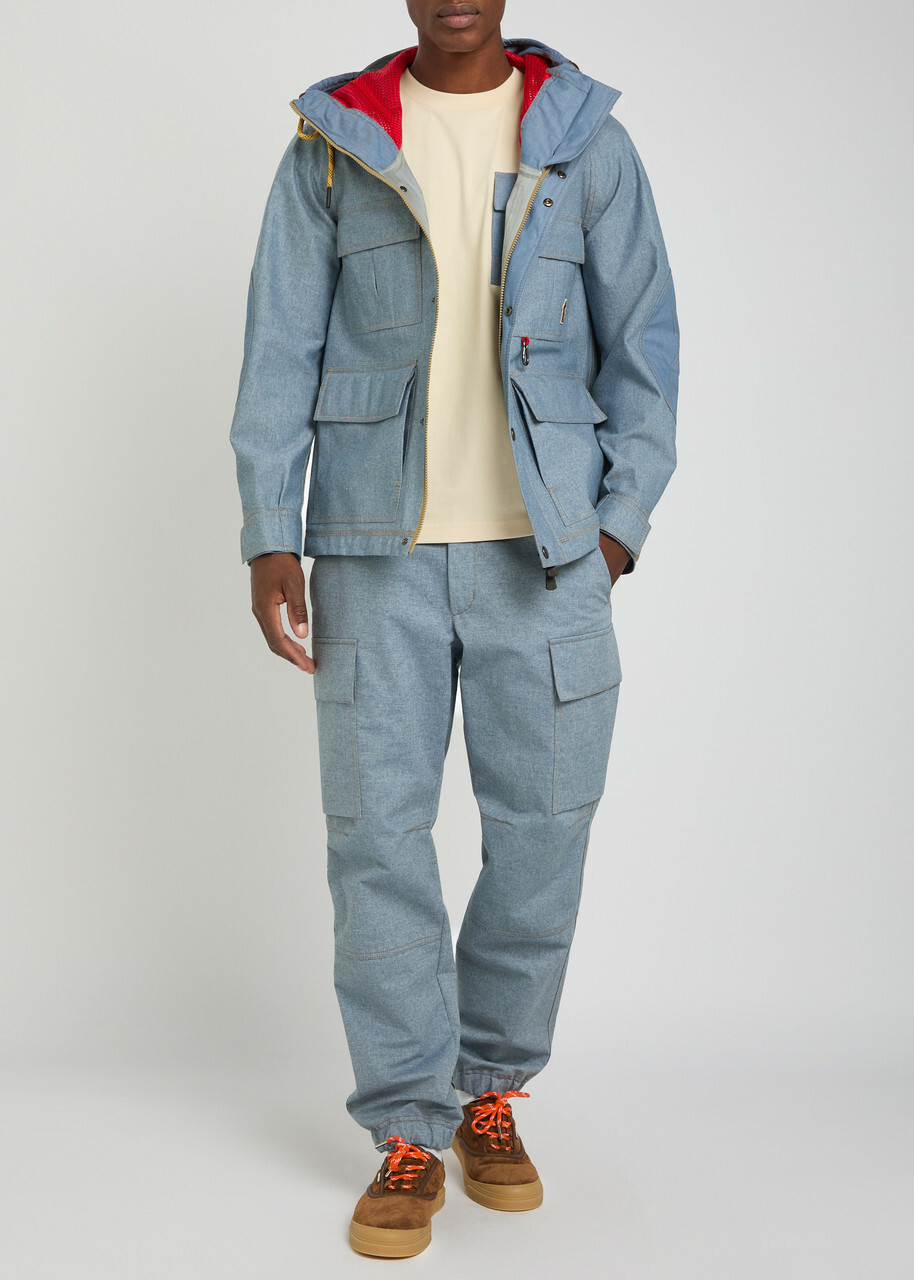 Moncler Grenoble Belted Denim Cargo Trousers Light Blue