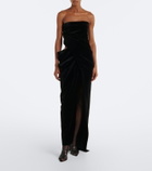 Khaite Marou cutout cotton velvet bustier gown