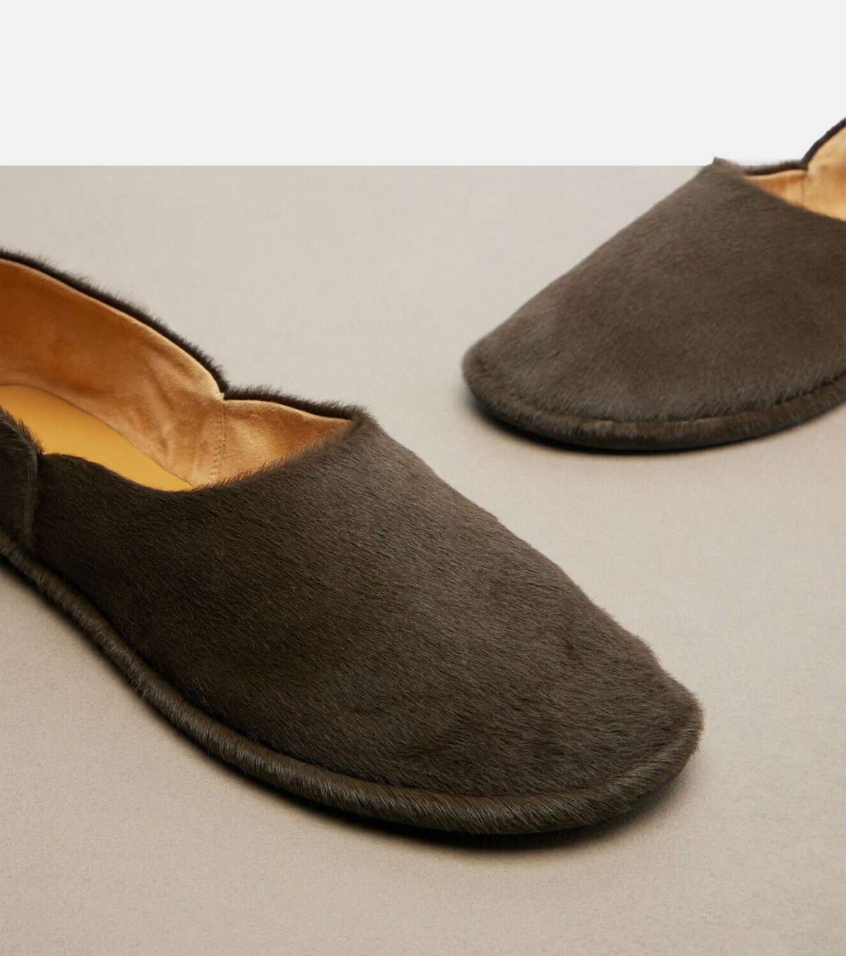 The Row Canal calf hair slip-on shoes