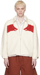 Bode White & Red Boar Appliqué Jacket