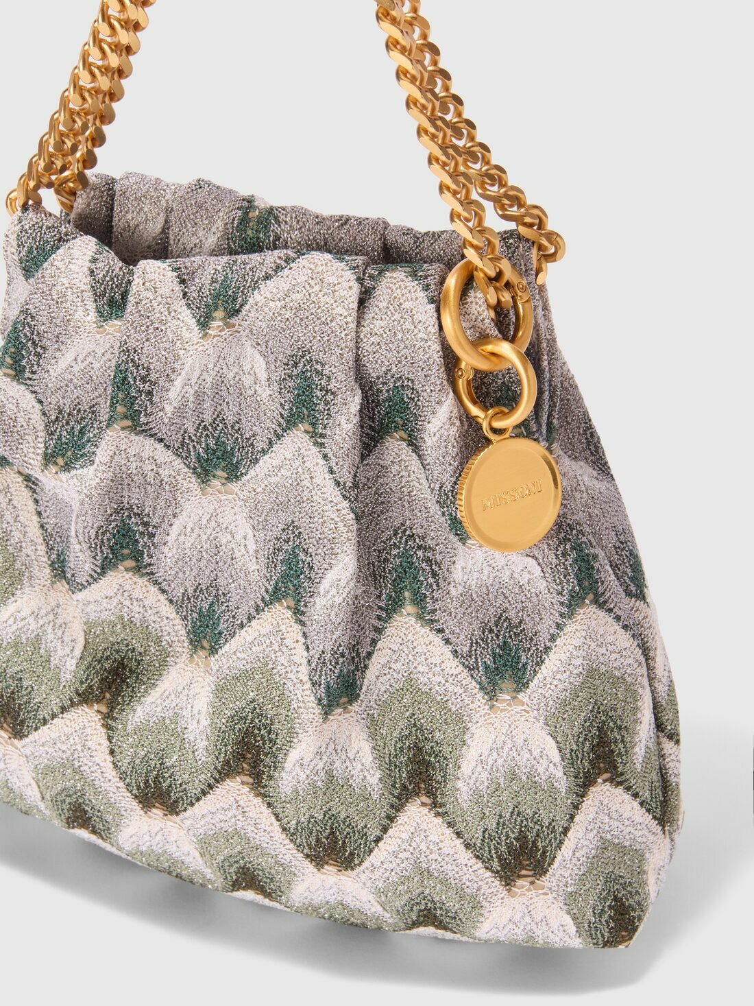 Missoni - Chain pouch in lamé viscose, Women, Green