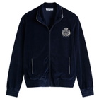 Sporty & Rich Women's NY Crest Velour Track Jacket in Navy Cream