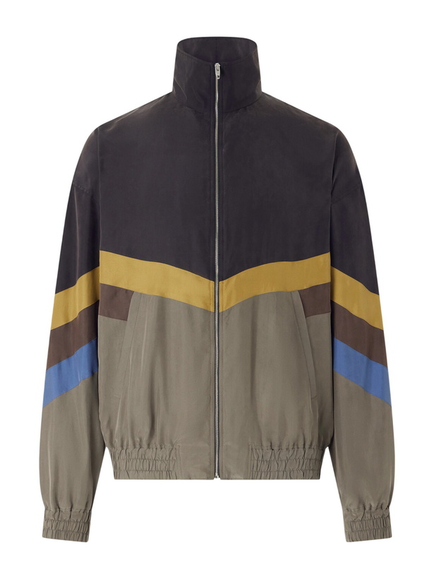 Photo: Valentino Garavani - Silk Striped Zip-Up Jacket - Multi