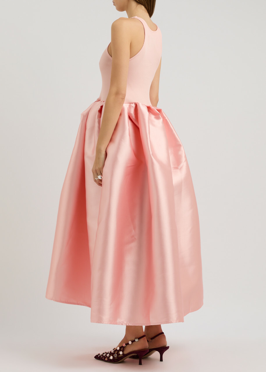 Marques' Almeida Ribbed Stretch-cotton and Taffeta Midi Dress Pink