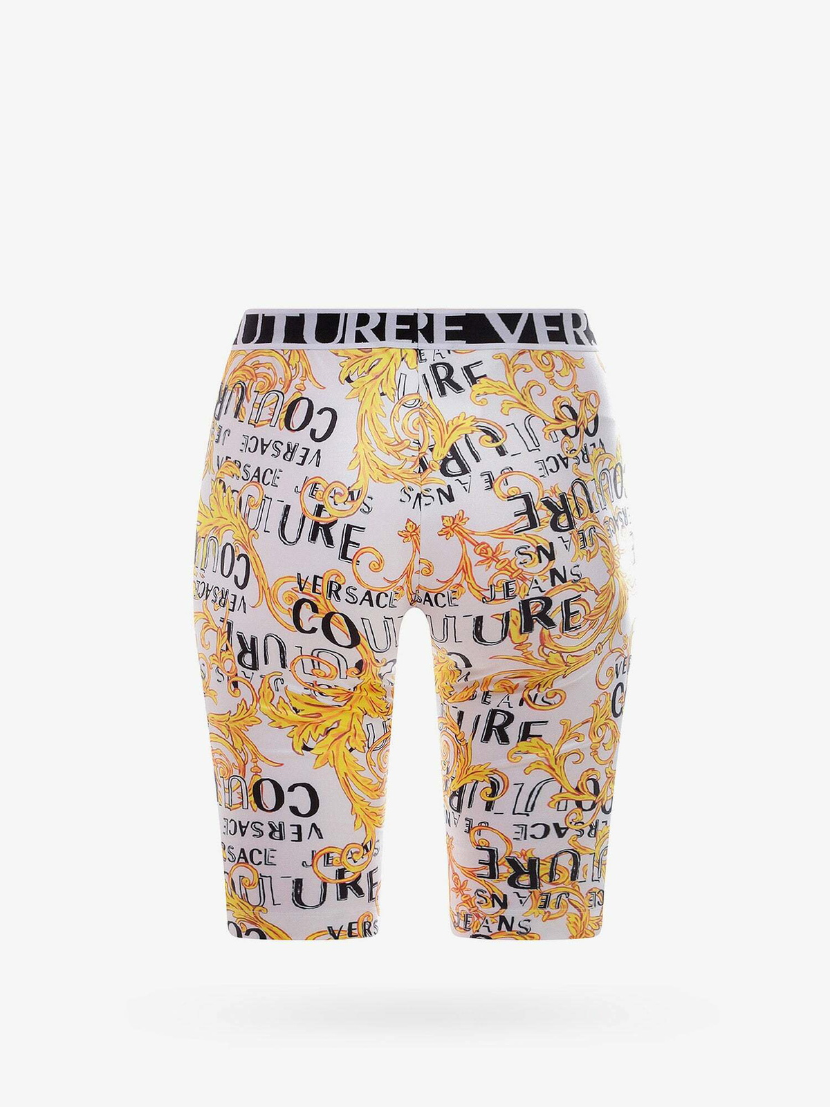 デニム・ジーパン VERSACE JEANS CYCLING SHORTS WITH LOGO Versace Jeans Couture Biker Shorts White Womens Versace