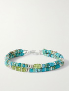 Peyote Bird - Cedar Double Sonoran Sterling Silver, Turquoise and Peridot Bracelet