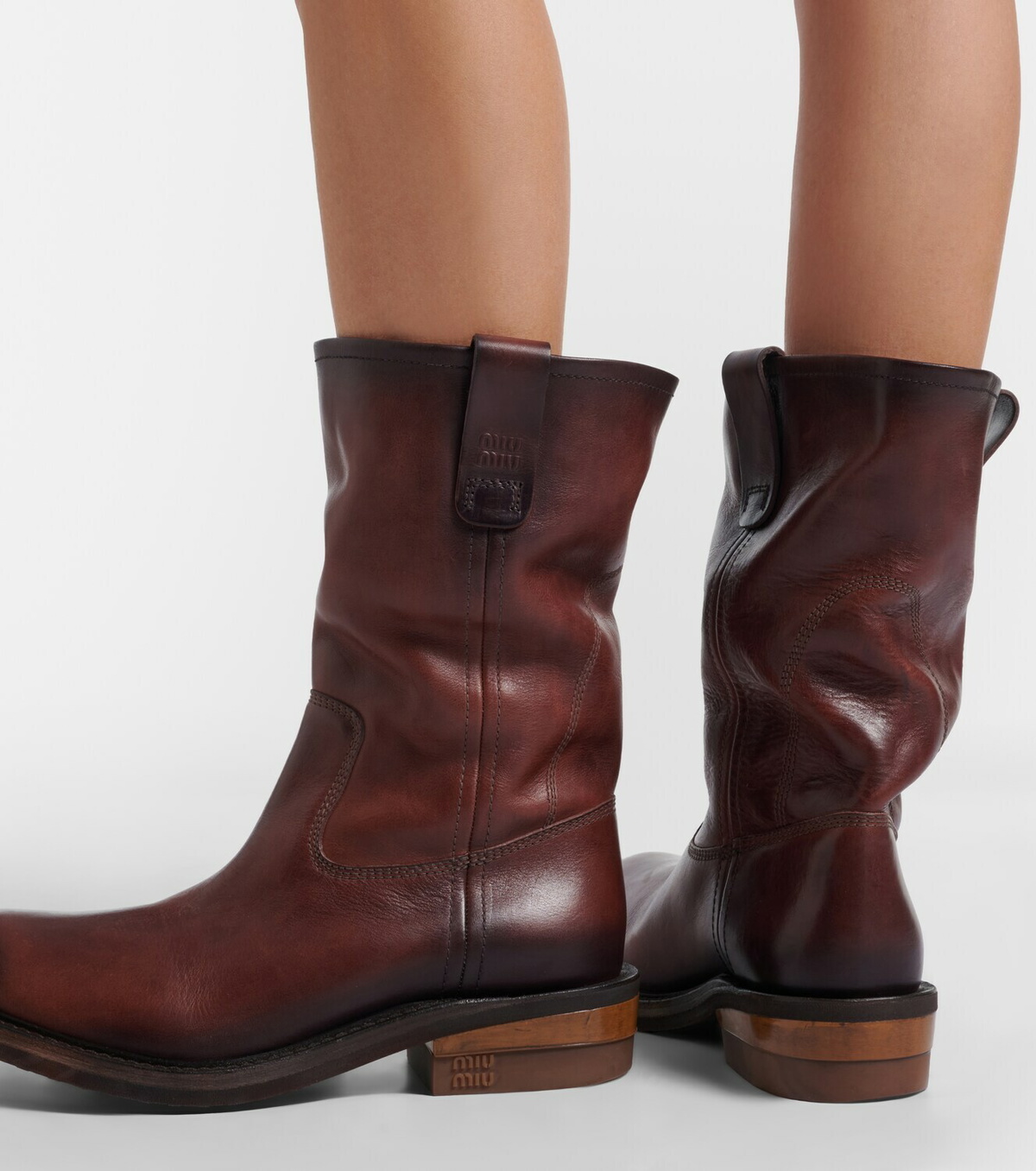 Miu Miu Foule leather ankle boots