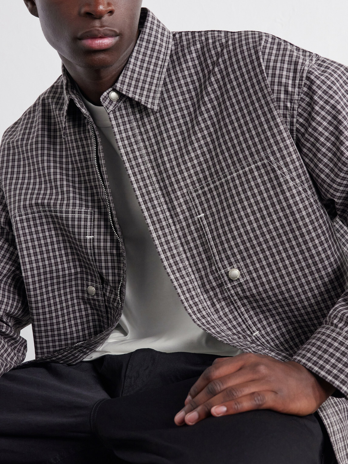 COMME DES GARÇONS HOMME - Checked Cotton-Shell Overshirt - Black