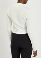 Courrèges Knotted Piqué Cotton Cropped Polo Shirt White