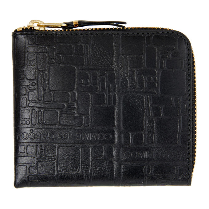 Photo: Comme des Garcons Wallets Black Embossed Logo Half-Zip Wallet