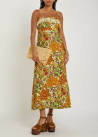 Alemais Lana Floral-print Fringed Linen Midi Dress Multicoloured