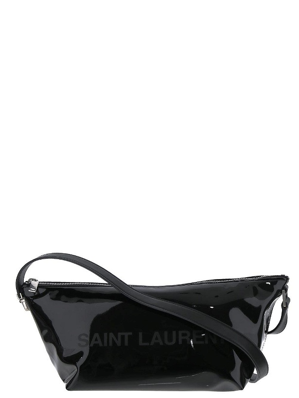 Photo: Saint Laurent Black Printed Logo Shoulder Bag