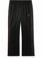 Needles - Logo-Embroidered Striped Satin-Jersey Track Pants - Black