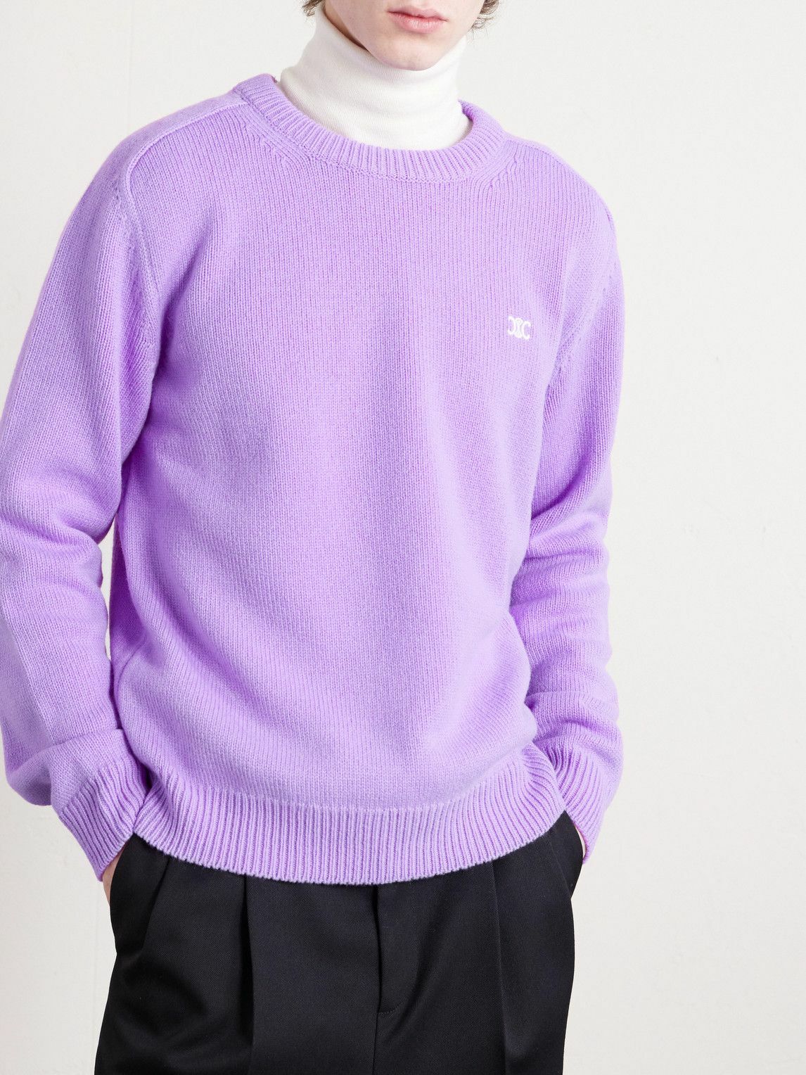 CELINE - Wool and Cashmere-Blend Sweater - Purple