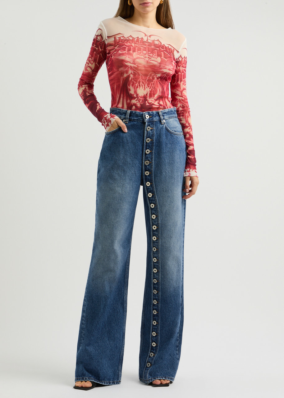 Jean Paul Gaultier Button-through Wide-leg Jeans Blue Jean