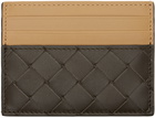 Bottega Veneta Beige & Brown Intrecciato Credit Card Holder